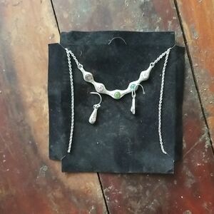 Elegant Silver Necklace and Earring Set with Gem Accents